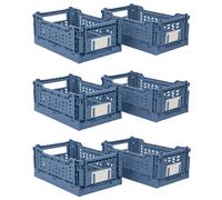 JVL STACKIT - Plastic Foldable Storage Crate - 4L - Blue