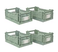 JVL STACKIT - Plastic Foldable Storage Crate - 4L - Green
