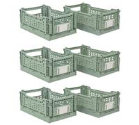 JVL STACKIT - Plastic Foldable Storage Crate - 4L - Green