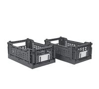 JVL STACKIT - Plastic Foldable Storage Crate - 4L - Grey