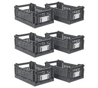 JVL STACKIT - Plastic Foldable Storage Crate - 4L - Grey