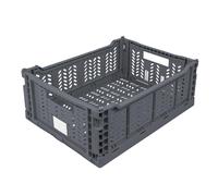 JVL Stackit Plastic Foldable Storage Crate - Large 14.5L Capacity - Collapsible Stackable Storage Box, Grey