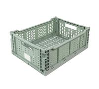 JVL Stackit Set of 4 Plastic Foldable Storage Crates - Large 14.5L Capacity - Collapsible Stackable Storage Boxes, Green