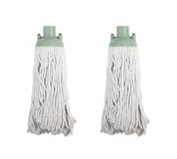 JVL String Mop Head Replacement - Green (Pack of 2) - Machine Washable Microfibre Refill Heads