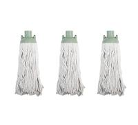 JVL String Mop Head Replacement - Green (Pack of 3) - Machine Washable Microfibre Refill Heads