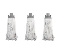 JVL String Mop Head Replacement - Grey (Pack of 3) - Machine Washable Microfibre Refill Heads