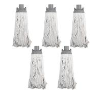 JVL String Mop Head Replacement - Grey (Pack of 5) - Machine Washable Microfibre Refill Heads