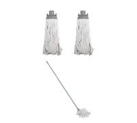 JVL String Mop With 2 Replacement Heads - Grey - Machine Washable Microfibre Mop Set