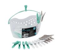 JVL Strong Hanging 36 Plastic Clothes Pegs With Clear Basket & Hook | Size: 1 Pack JVL Clear 1 Pack