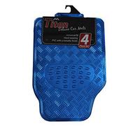 Jvl Titan Car Mat Set Metallic 4-Piece Set With Rubber Backing, Blue