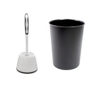 JVL Toilet Brush and Black Plastic Bin