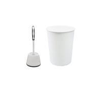 JVL Toilet Brush & White Plastic Bin JVL White