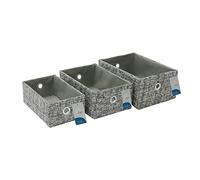 Urban Set of 3 Rectangle Paper Storage Baskets JVL Grey One Size