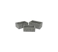 JVL Urban Set of 3 Rectangle Paper Storage Baskets in Grey JVL Grey