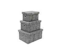 JVL Urban Set of 3 Rectangle Paper Storage Baskets, Medium in Grey | Size: Large JVL Grey L