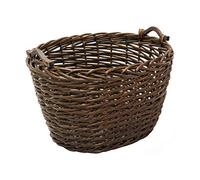 JVL Vertical Weave Oval Log Basket with Wooden Handles, Brown, Medium