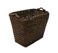 Jvl Vertical Weave Rectangle Log Basket With Wooden Handles, Medium, Brown