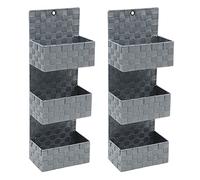 Vichy 3 Tier Nylon Hanging Storage Unit Set of 2 JVL Grey One Size