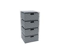 Vichy 4 Drawer Wide Nylon Storage Tower JVL Grey One Size