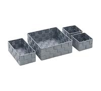 JVL Vichy Nylon Storage Baskets, Set of 4 - Grey
