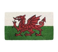 Jvl Wales Welcome Coir Coconut Door Mat, 30X60Cm, Cymru Welsh Dragon