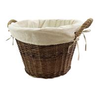 JVL Willow wicker log storage toy basket with rope handles and lining 50x40cm