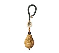 JVNALwnkv Car Peach Wood Pendant ，God of Wealth Keychain Key Aesthetics Ornament Accessories Bag Wallet Decoration