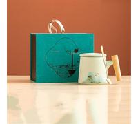 JVNALwnkv Retro Tea Sets Tea Cup,Ceramics/Glass Water Kettle,Ceramic Coffee Mug Wooden Handle Water Office Cup
