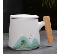 JVNALwnkv Retro Tea Sets Tea Cup,Ceramics/Glass Water Kettle,Ceramic Coffee Mug Wooden Handle Water Office Cup