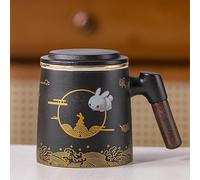 JVNALwnkv Retro Tea Sets Tea Cup,Ceramics/Glass Water Kettle,Ceramic Mug Tea Separator Tea Brewing Cup 3-Piece Office Set-