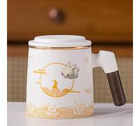 JVNALwnkv Retro Tea Sets Tea Cup,Ceramics/Glass Water Kettle,Ceramic Mug Tea Separator Tea Brewing Cup 3-Piece Office Set-