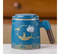 JVNALwnkv Retro Tea Sets Tea Cup,Ceramics/Glass Water Kettle,Ceramic Mug Tea Separator Tea Brewing Cup 3-Piece Office Set-