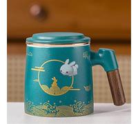JVNALwnkv Retro Tea Sets Tea Cup,Ceramics/Glass Water Kettle,Ceramic Mug Tea Separator Tea Brewing Cup 3-Piece Office Set-
