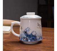 JVNALwnkv Retro Tea Sets Tea Cup,Ceramics/Glass Water Kettle,Ceramic Tea Separator Cup 3-Piece Tea Set Office Mug