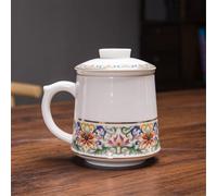 JVNALwnkv Retro Tea Sets Tea Cup,Ceramics/Glass Water Kettle,Ceramic Tea Separator Cup 3-Piece Tea Set Office Mug