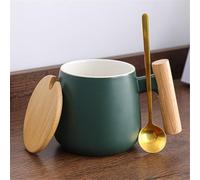 JVNALwnkv Retro Tea Sets Tea Cup,Ceramics/Glass Water Kettle,Large Capacity Ceramic Mug Couple Water Cup Wooden Handle with Lid and Spoon Business Event