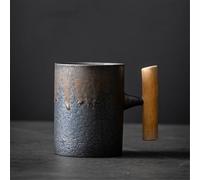JVNALwnkv Retro Tea Sets Tea Cup,Ceramics/Glass Water Kettle,Wooden Handle Rustic Ceramic Mug Coffee Cup Drinking Cup