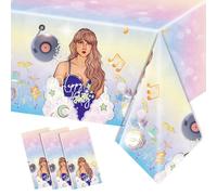 JVORFDG 3PCS Taylor Swift Birthday Tablecloths - Purple, 54 x 108 Inch Rectangular Plastic Table Cover - Heat Resistant, Eco-Friendly - Perfect for Parties and Celebrations
