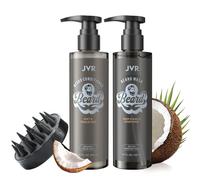 JVR Beard Shampoo and Conditioner, Natural Beard Wash & Conditioner, Beard Grooming Kit, Softens & Strengthens, Prevents Itch & Dandruff, Beard Care with Massage Brush, Gifts for Men (2 x 200 ml)