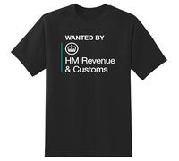 JVRUT Wanted by Hmrc Novelty Funny Gift T Shirt Adult Unisex Black Black M