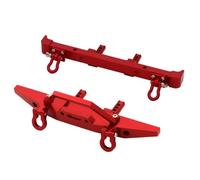 JVRWSC RC Repair Parts Compatible With MN128 Metal Front And Rear Bumper With Tow Hook 1/10 RC Crawler Car Upgrade Parts Accessories(Red,Front And Rear)