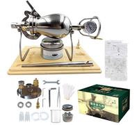 jvsufuik 230 ml Chinese Popcorn Maker, 304 Stainless Steel Popcorn Machine with Wooden Board Base, Dual Pressure Valve Popcorn Machine, Hot Air Popper Popcorn for Party