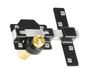 JVSURF Both Side Lock Door 50mm Long Throw Gate Lock Stainless Steel Grade Lockable with Rear Double Locking for Yard，Garden Doors/Gates Supplied 5 Keys