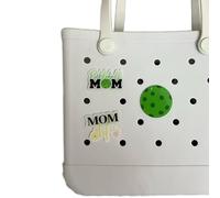 Jvuessieye 3 Pcs Cute Pickleball Mom Insert Charms for Bogg Bag Accessories,Decor Mom For Bogg Bag Charms Toe Rubber Beach Bag Accessories,Gifts For Mom Women