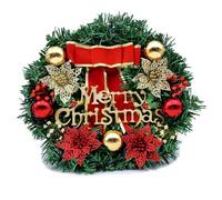 JVVEKKNNS 30cm Christmas Wreath, Handcrafted Artificial Garland for Front Door Indoor Outdoor Wall Hanging Decor, Festive Green Ornament for Xmas Home Decoration (Red)