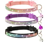 JVVGPET Breakaway Cat Collar with Bells - Rhinestone Bling Cute Adjustable Collars Pet Accessories for Girl & Boy Cats Kitten Puppy