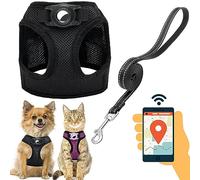 JVVGPET Dog Harness with Airtag Holder for Small Dogs, Puppy, Cats - No Pull Step in Small Dog Harness and Reflective Dog Leash Set for Walking Training Travel Grooming Outdoor