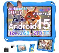 JVVQTB Kids Tablet Pro Android 15 Octa Core ROM 32GB+2TB TF | tablets 9 Inch | 5G + 2.4G WiFi | Parental Controls | Bluetooth 5.0 | GMS | 8MP + 5MP | Type C, Assistant AI, Eva protective case - Blue