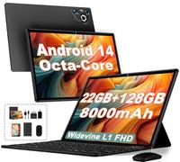 JVVQTB Tablet Android 14 10 Inch Octa Core 22GB RAM + 128GB ROM (1TB TF) | 5G + 2.4G WiFi | GPS| FHD | Bluetooth 5.0 | 8000mAh | 8MP + 5MP | Type C, Keyboard and Mouse-Violet