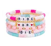 Jvvsci Inspirational Motivational Gifts Bohemian Stackable Stretch Bracelets Set Boho Preppy Jewelry for women Friends BFF Sisters Encouragement Gift Uplifting Gift For Her, M, Clay, no gemstone